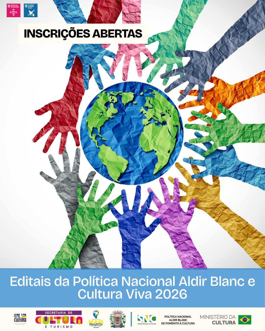 Secretaria de Cultura e Turismo prorroga inscrições para editais de fomento cultural com recursos da Política Nacional Aldir Blanc